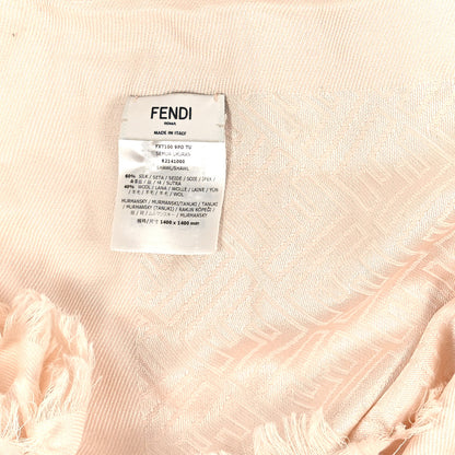 Fendi Silk Wool Raccoon Fur FF Shawl Beige 3 of 3