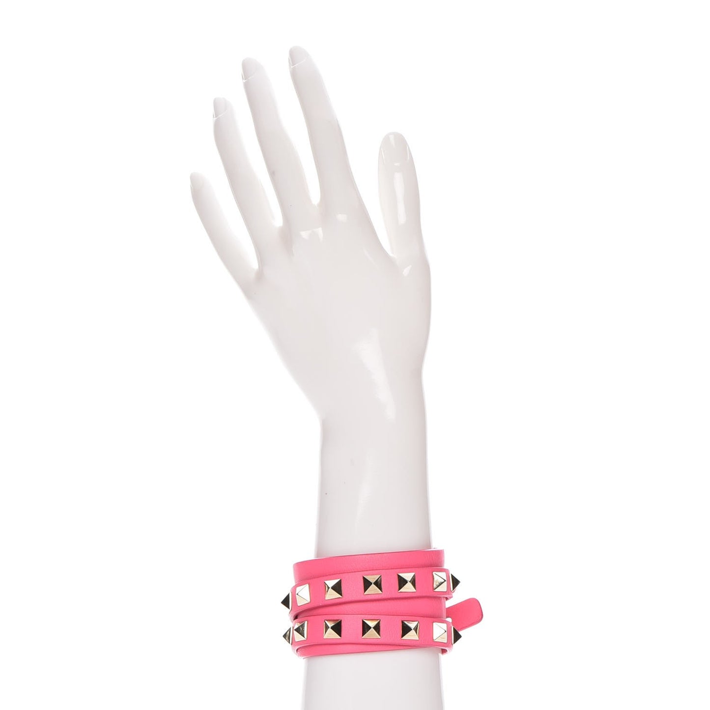 Vitello Rockstud Adjustable Wrap Bracelet Pink