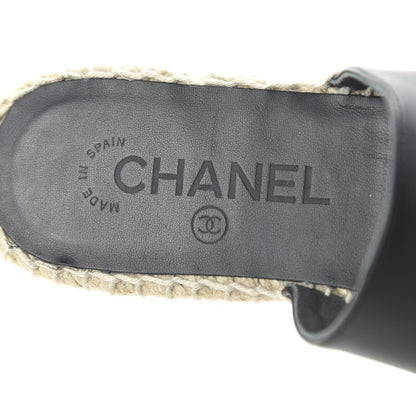 Chanel Calfskin CC Espadrille Mules 35 Black 7 of 10
