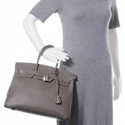 Hermes Epsom Candy Birkin 35 Etain Bleu Thalassa 2 of 11