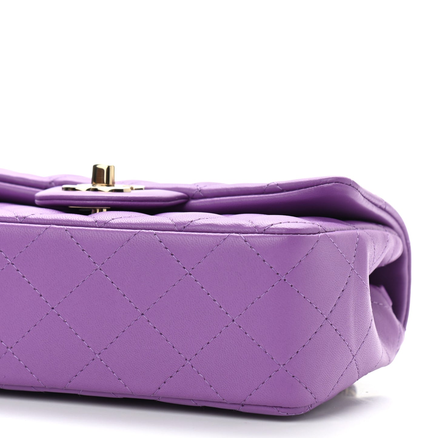 Lambskin Quilted Mini Rectangular Flap Purple
