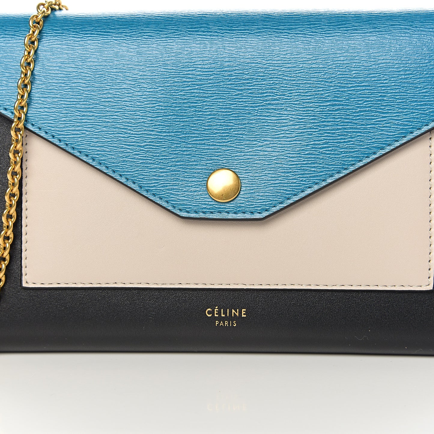 Shiny Calfskin Clutch On A Chain Multicolor