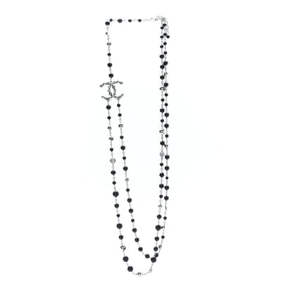 Chanel Beaded Crystal CC Long Necklace Black 3 of 5