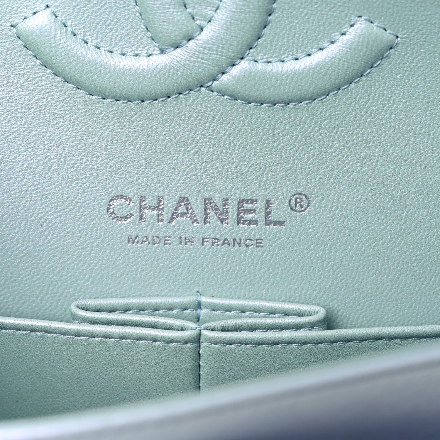 Chanel Iridescent Calfskin Quilted Medium Double Flap Light Blue 6 of 9
