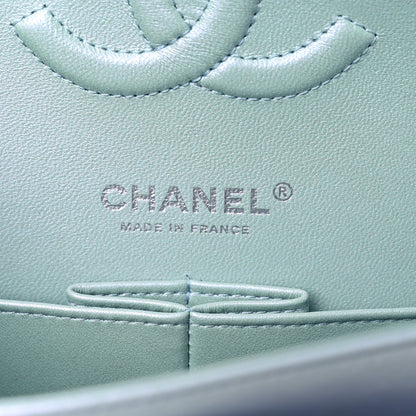 Chanel Iridescent Calfskin Quilted Medium Double Flap Light Blue 6 of 9