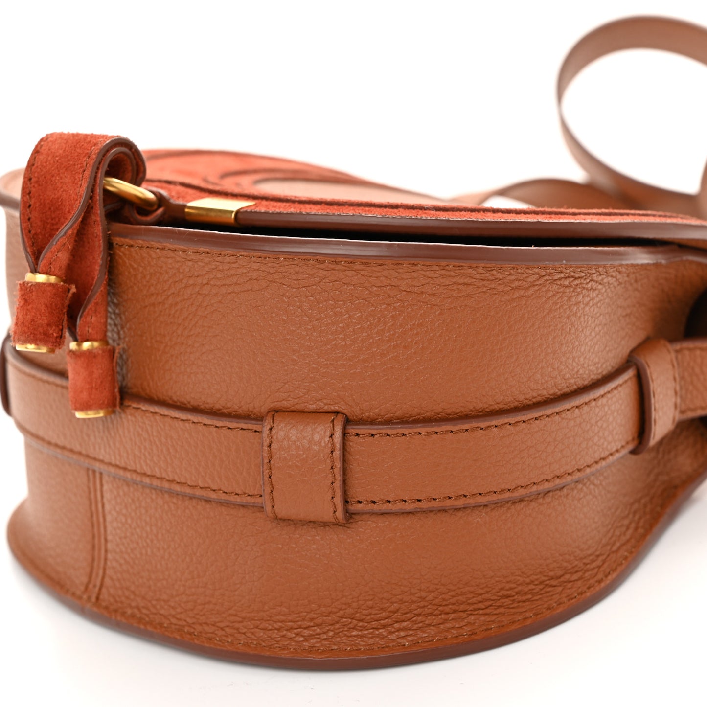 Suede Grained Calfskin Small Marcie Saddle Bag Tan