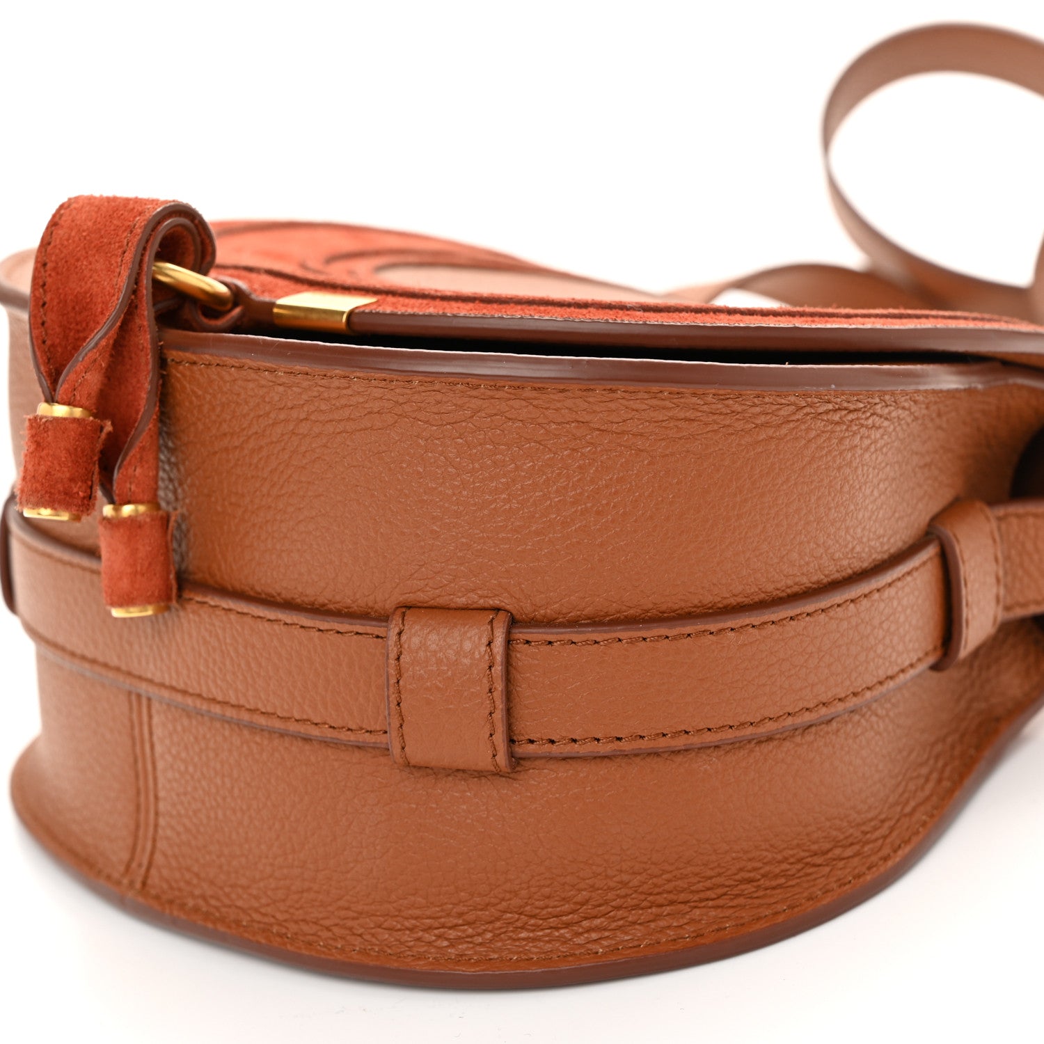 Chloe Suede Grained Calfskin Small Marcie Saddle Bag Tan 11 of 11