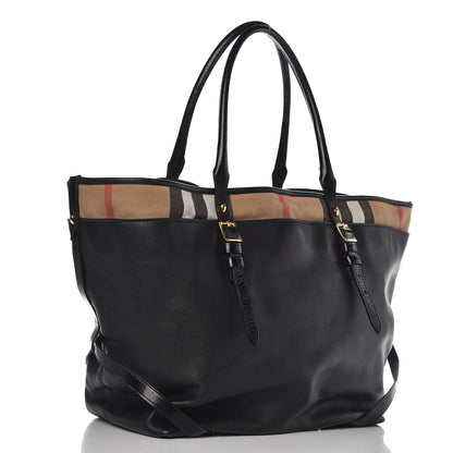 Burberry Calfskin House Check Medium Salisbury Tote Black 3 of 16