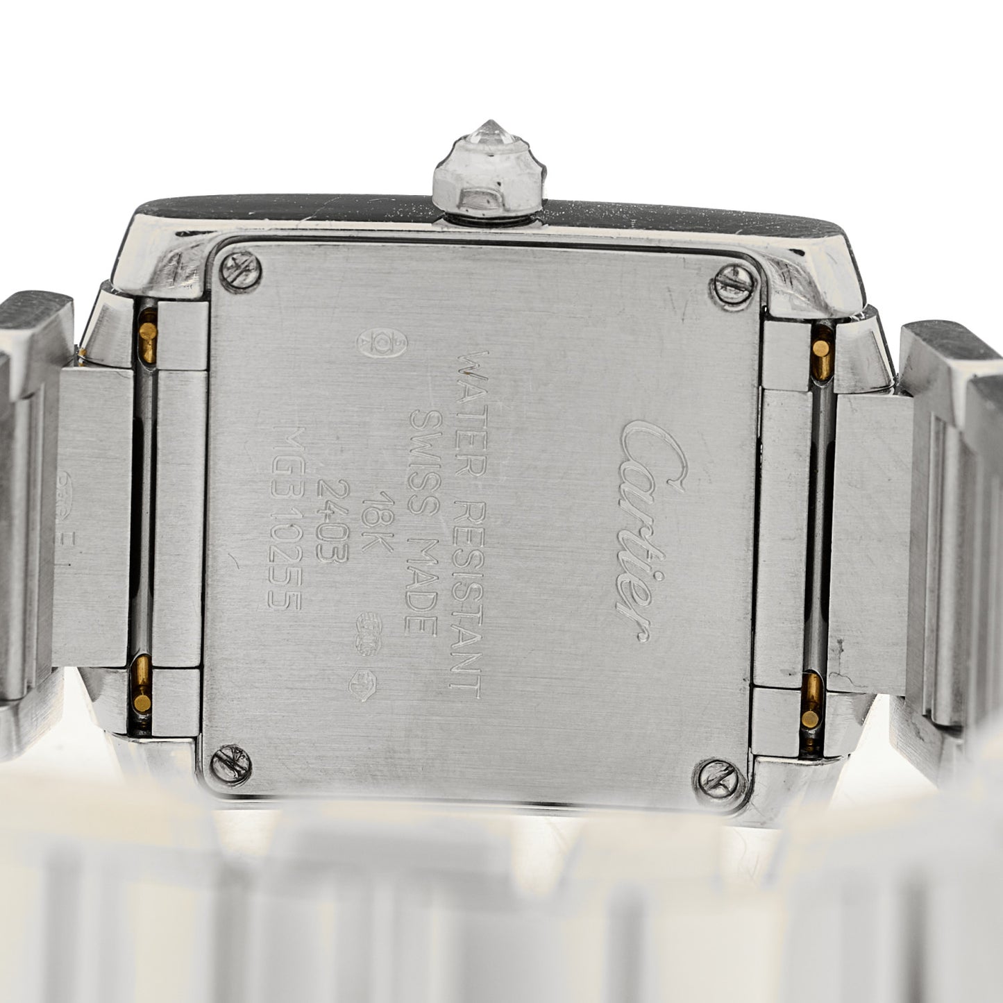 18K White Gold Diamond Bezel 20mm Tank Francaise Quartz Watch