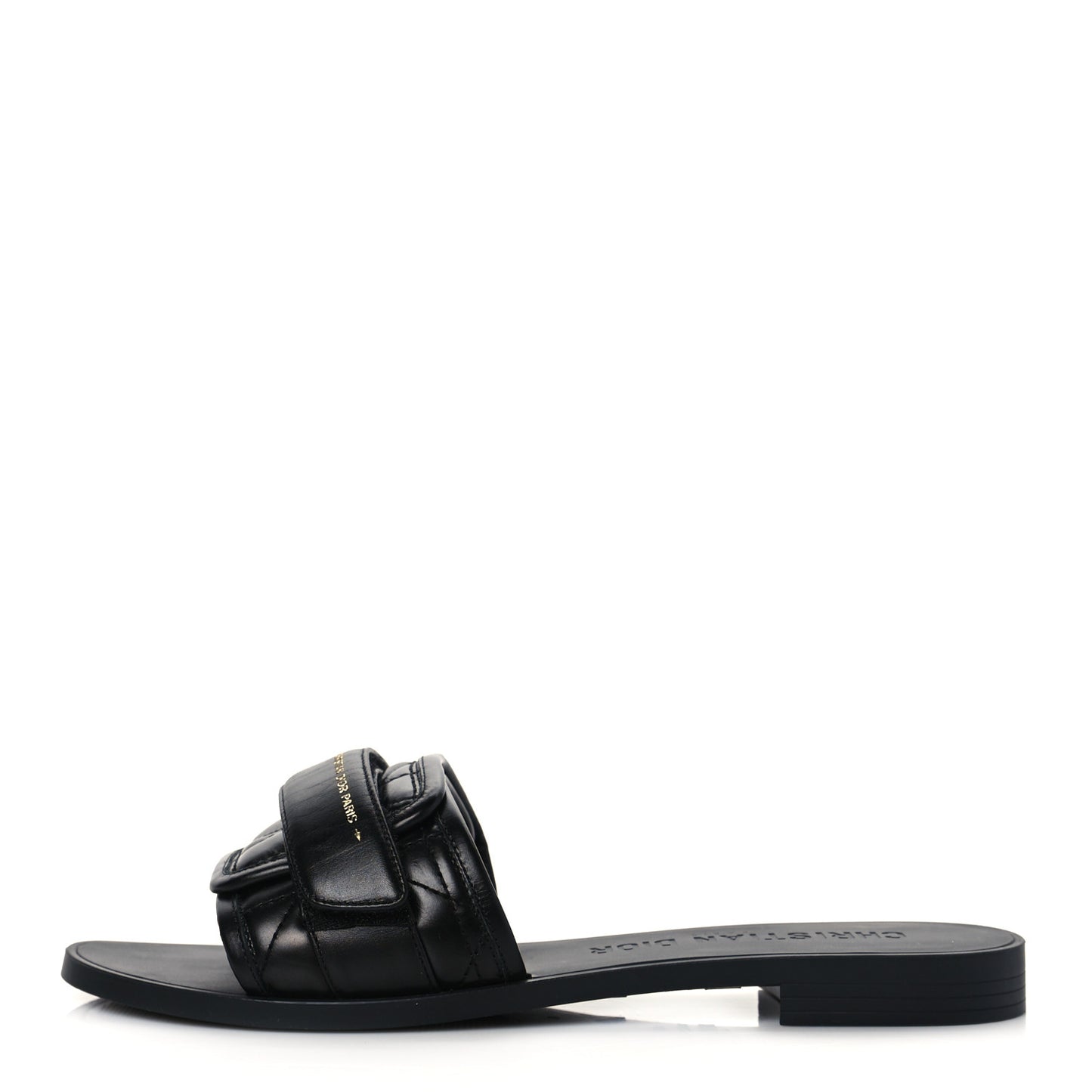 Calfskin Cannage Dio(r)evolution Slide Sandals 39 Black