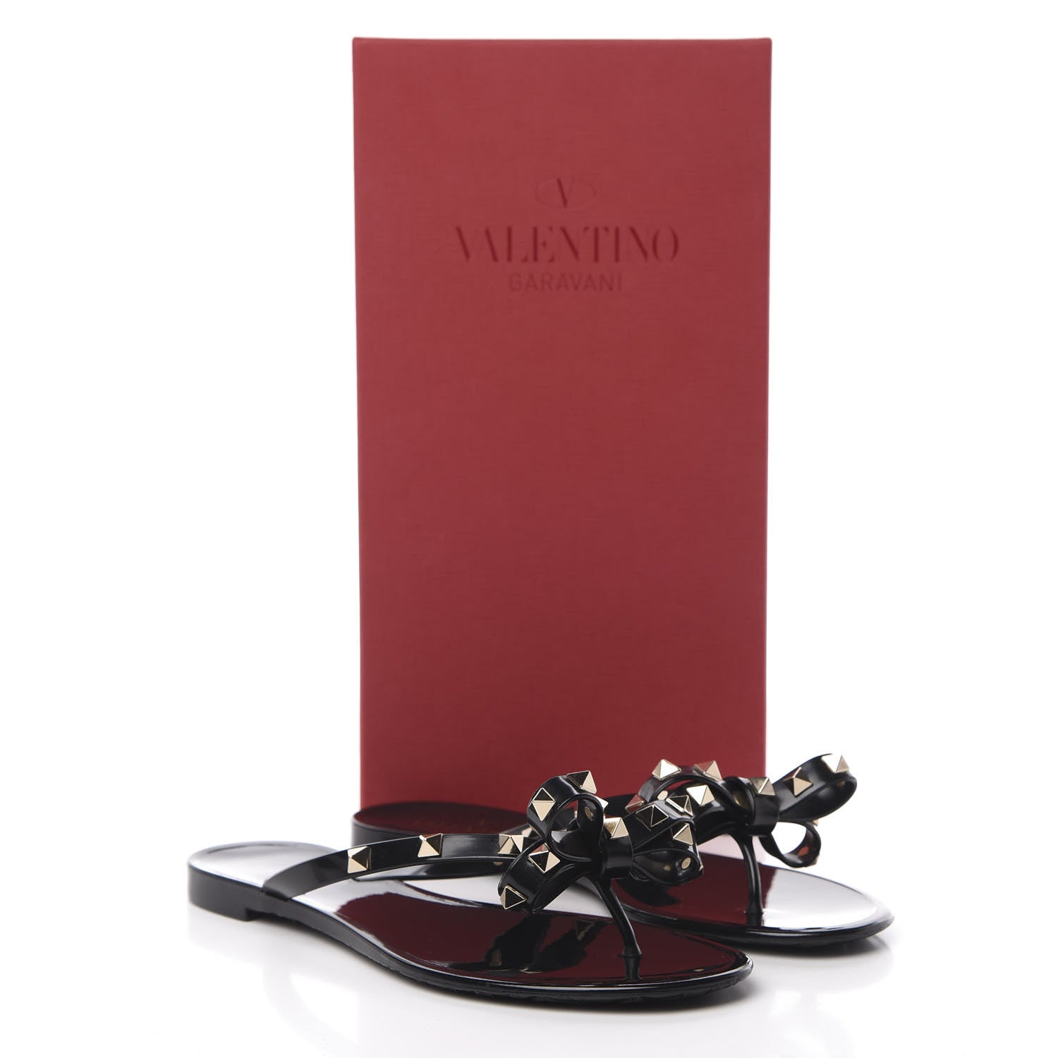 Valentino Garavani PVC Jelly Rockstud Bow Thong Sandals 37 Black 8 of 8
