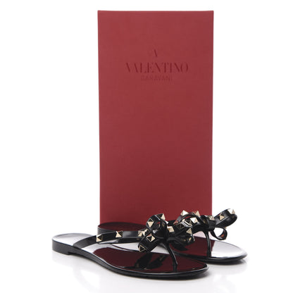 Valentino Garavani PVC Jelly Rockstud Bow Thong Sandals 37 Black 8 of 8