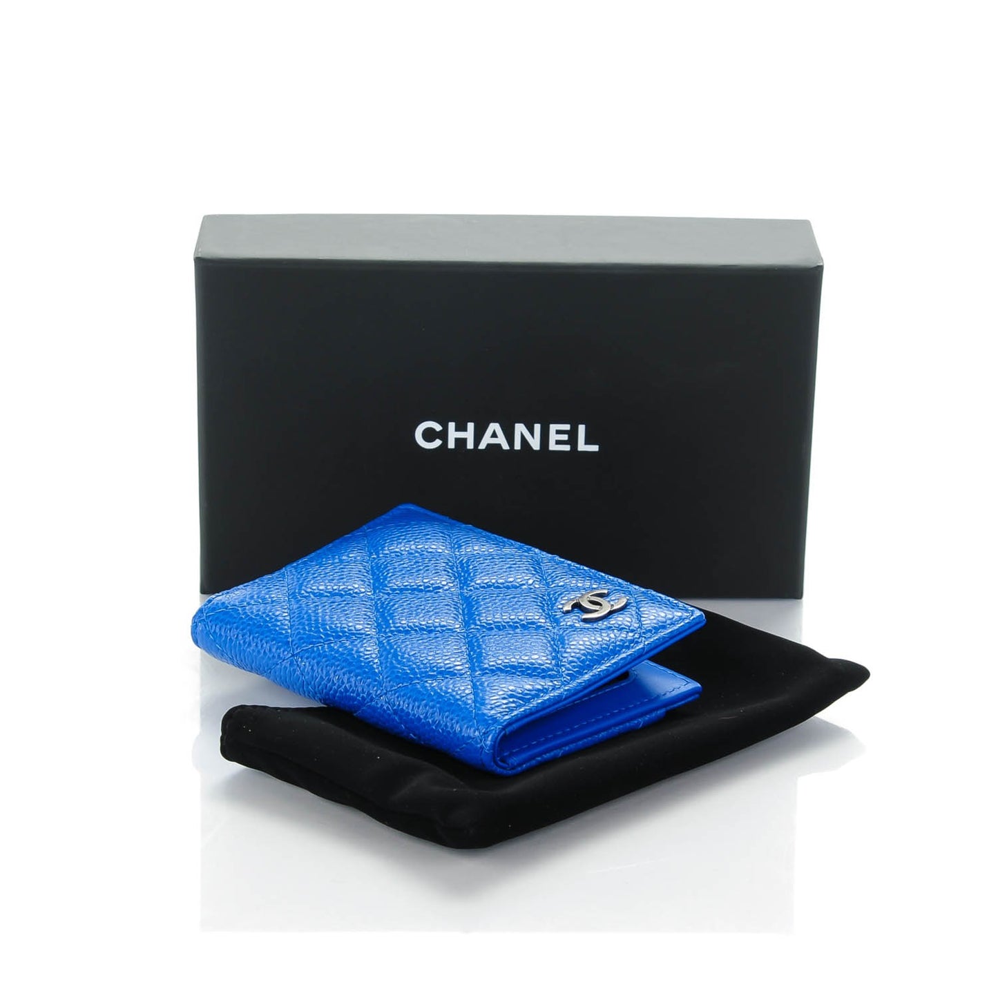 Caviar Quilted Card Holder Blue