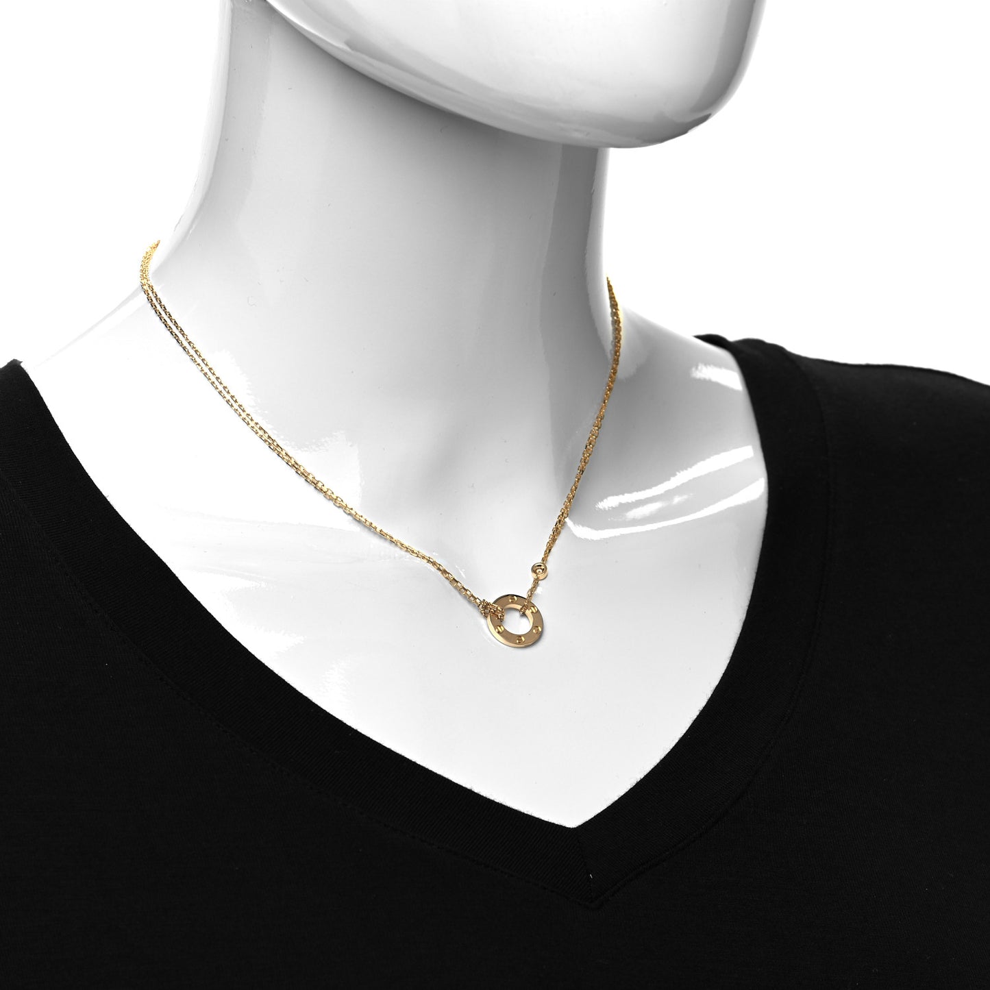 18K Yellow Gold 2 Diamond LOVE Necklace