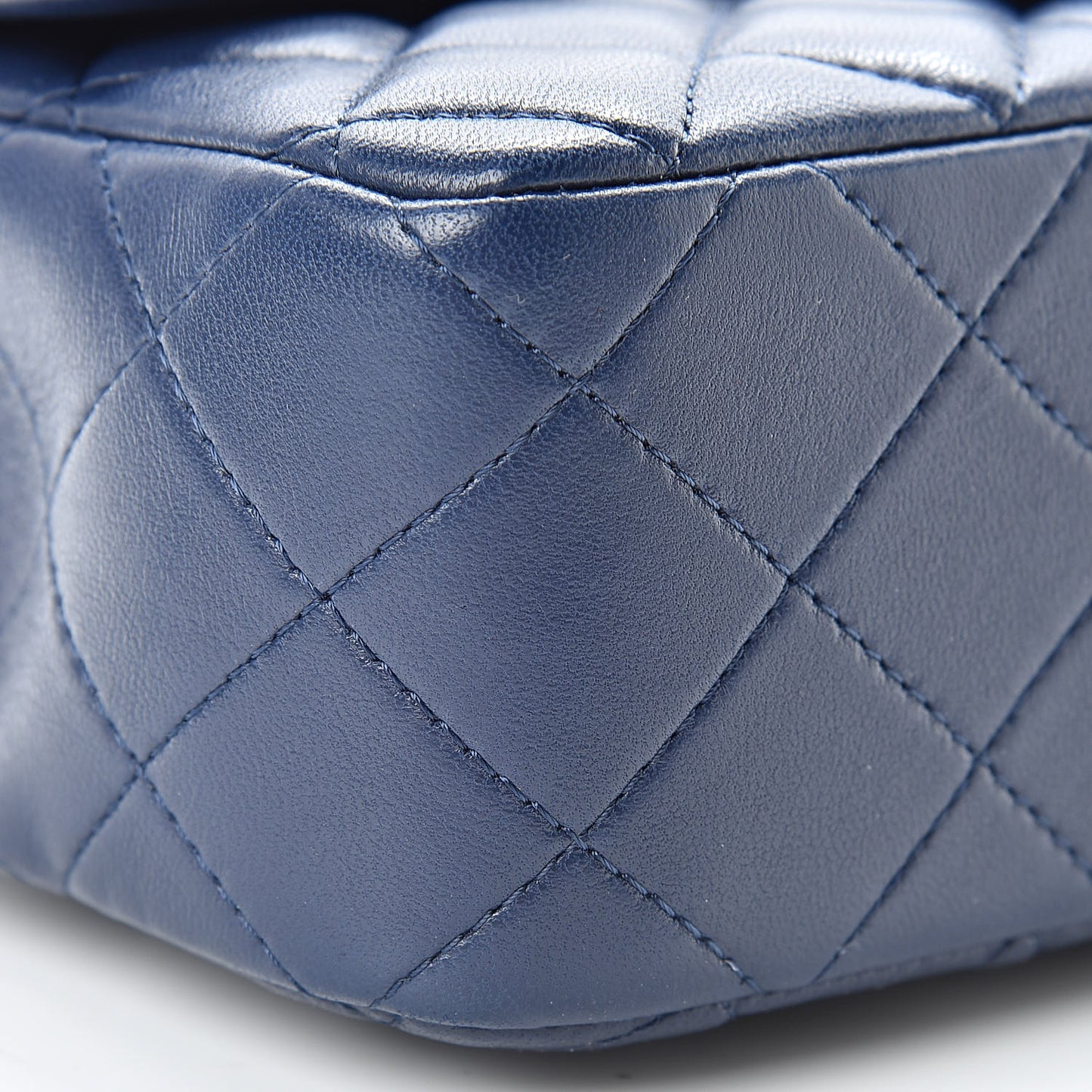 Lambskin Quilted Mini Rectangular Flap Dark Blue