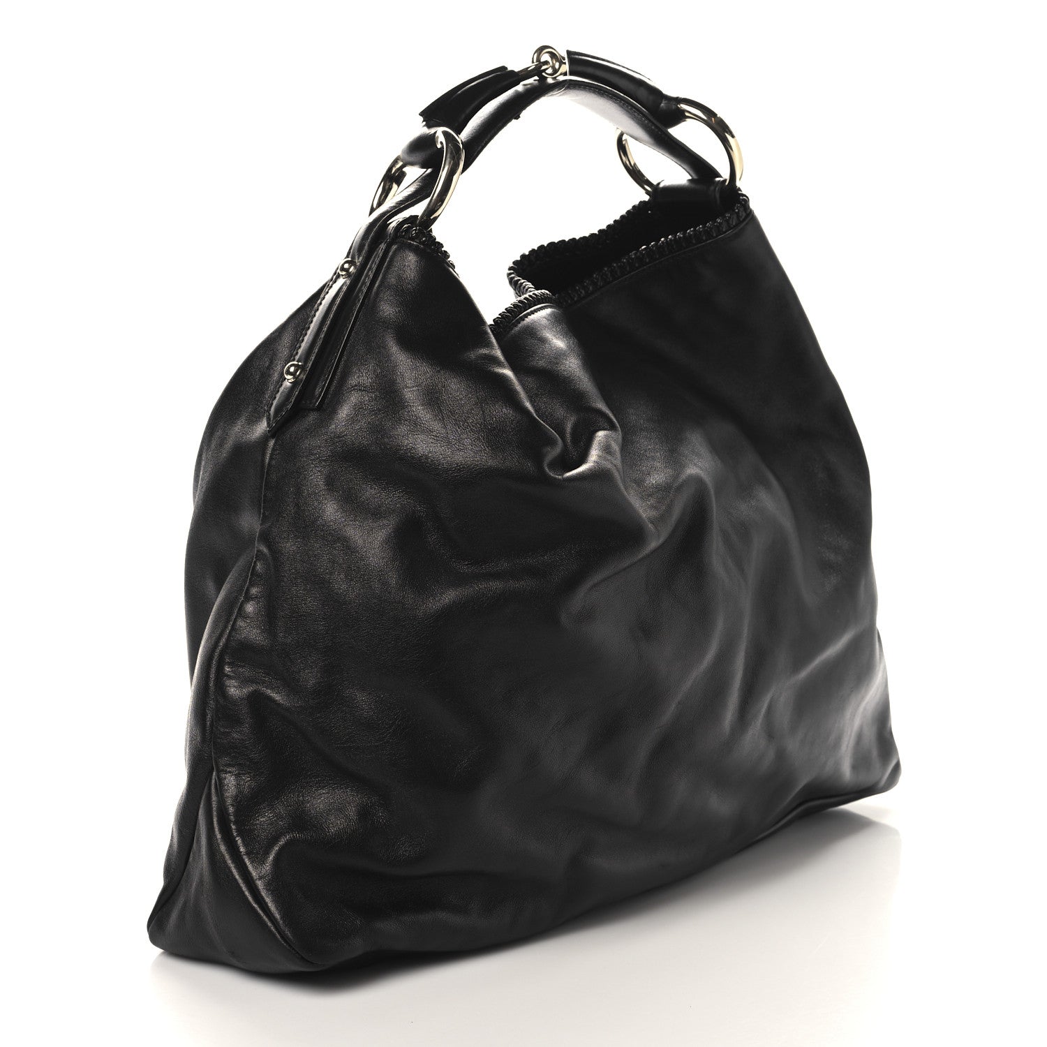 Gucci Calfskin Large Horsebit Chain Hobo Black 3 of 10