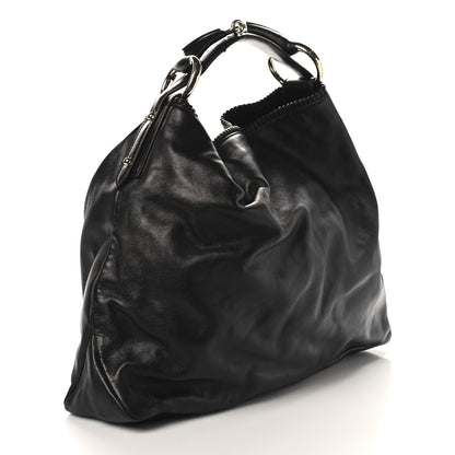 Gucci Calfskin Large Horsebit Chain Hobo Black 3 of 10