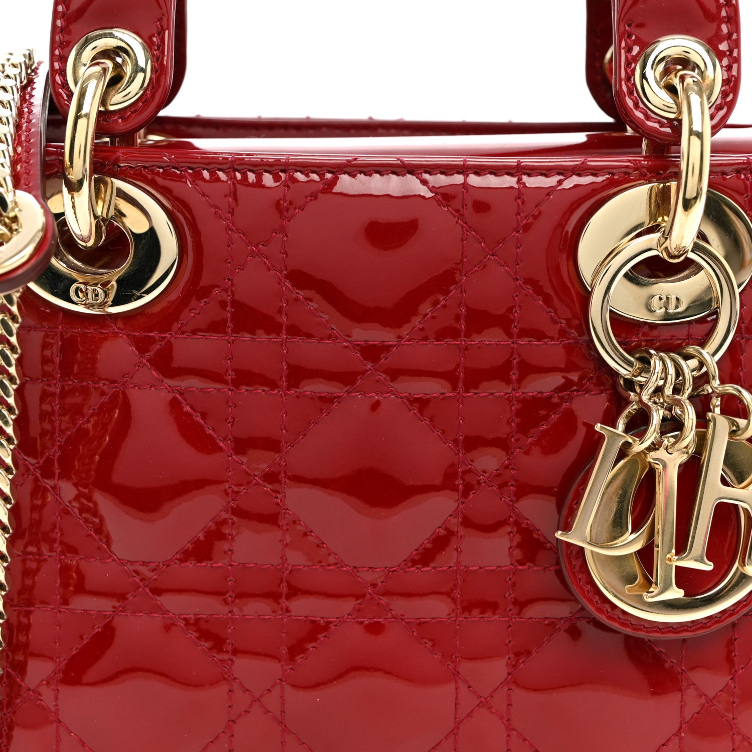 Christian Dior Patent Cannage Mini Lady Dior Red 6 of 8