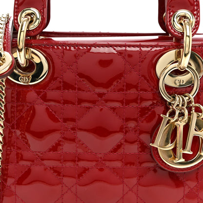 Christian Dior Patent Cannage Mini Lady Dior Red 6 of 8