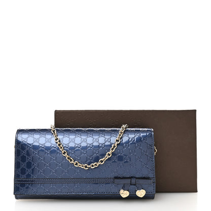 Gucci Metallic Patent Microguccissima Signature Chain Wallet Navy 12 of 12