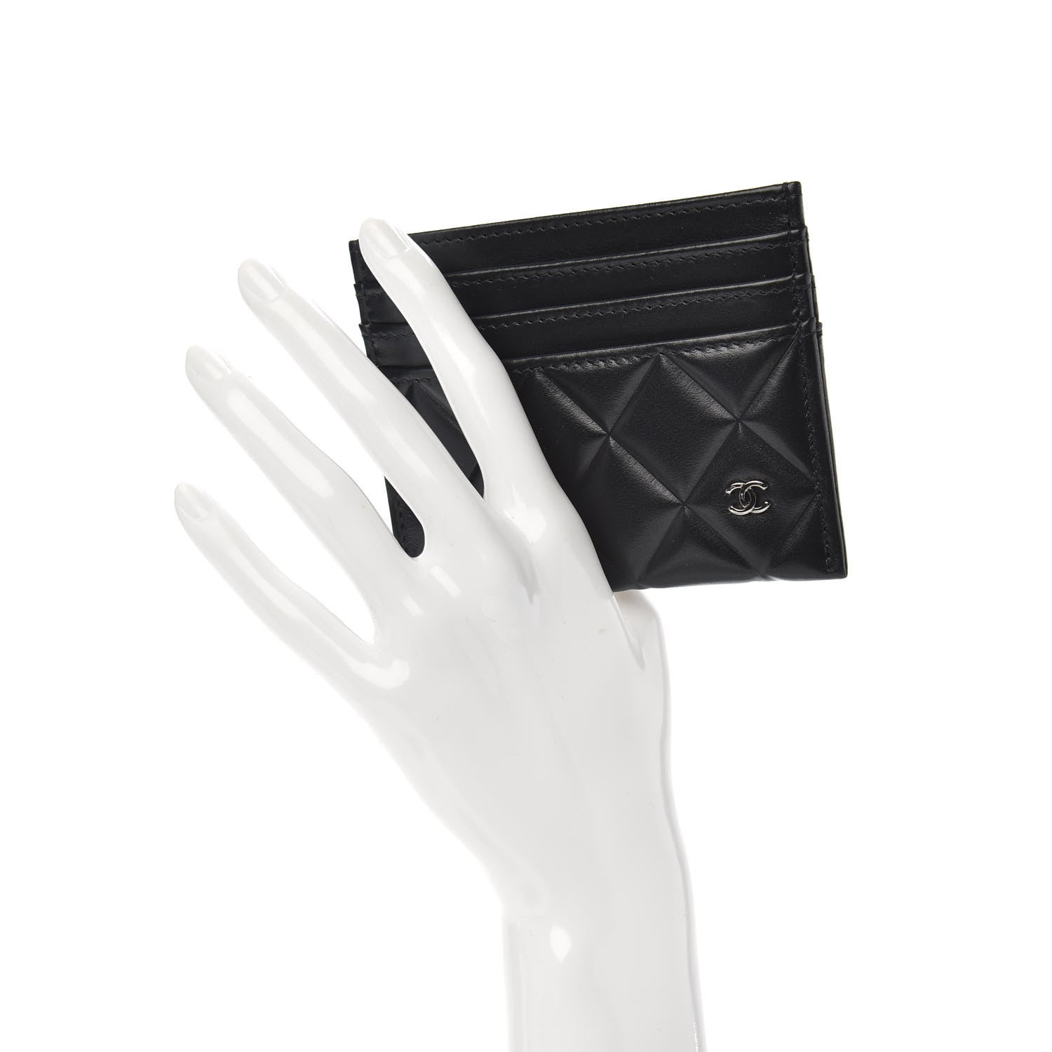 Chanel Calfskin Quilted Diamond Card Holder Black 2 of 8