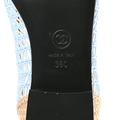Chanel Raffia CC Cap Toe Ballerina Flats 35 Blue Beige 8 of 10