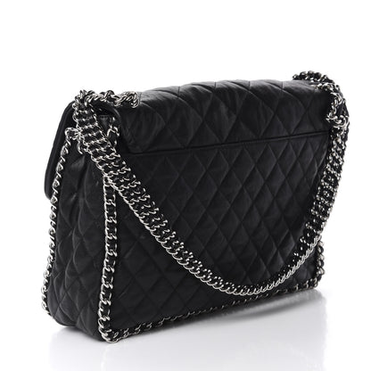 Chanel Washed Lambskin Quilted Maxi Chain Around Flap Black 3 of 10