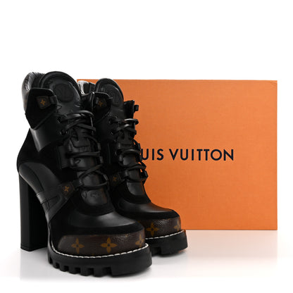 Louis Vuitton Suede Calfskin Monogram Star Trail Ankle Boots 38 Black 10 of 10