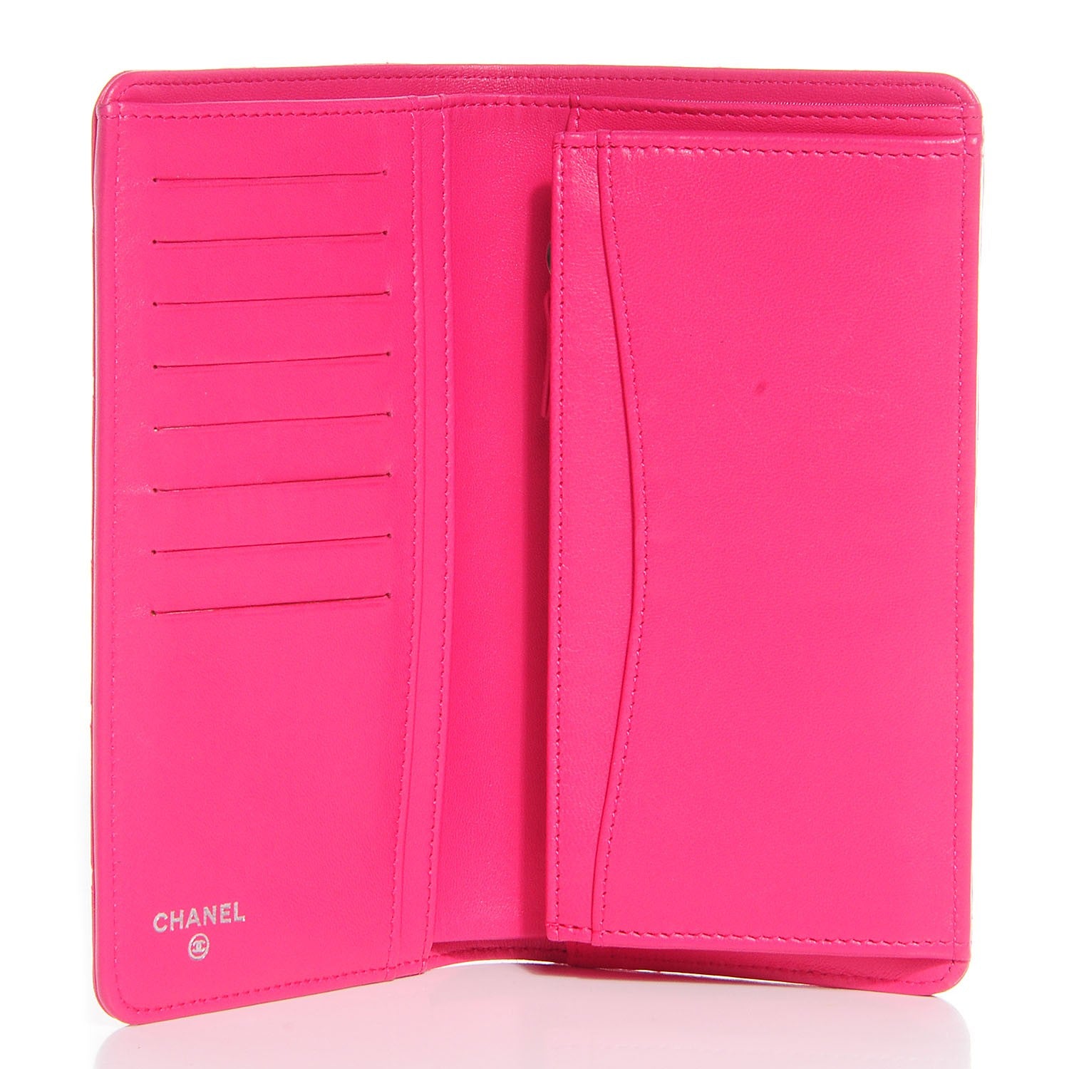 Chanel Lambskin Quilted Yen Wallet Fuchsia 5 of 9