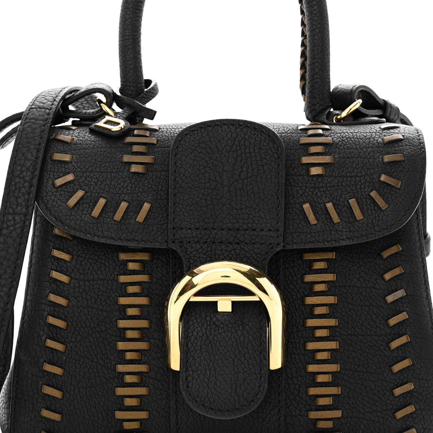 Delvaux Crispy Calfskin Tribal Stitch Mini Brillant Satchel Black Bronze 8 of 11