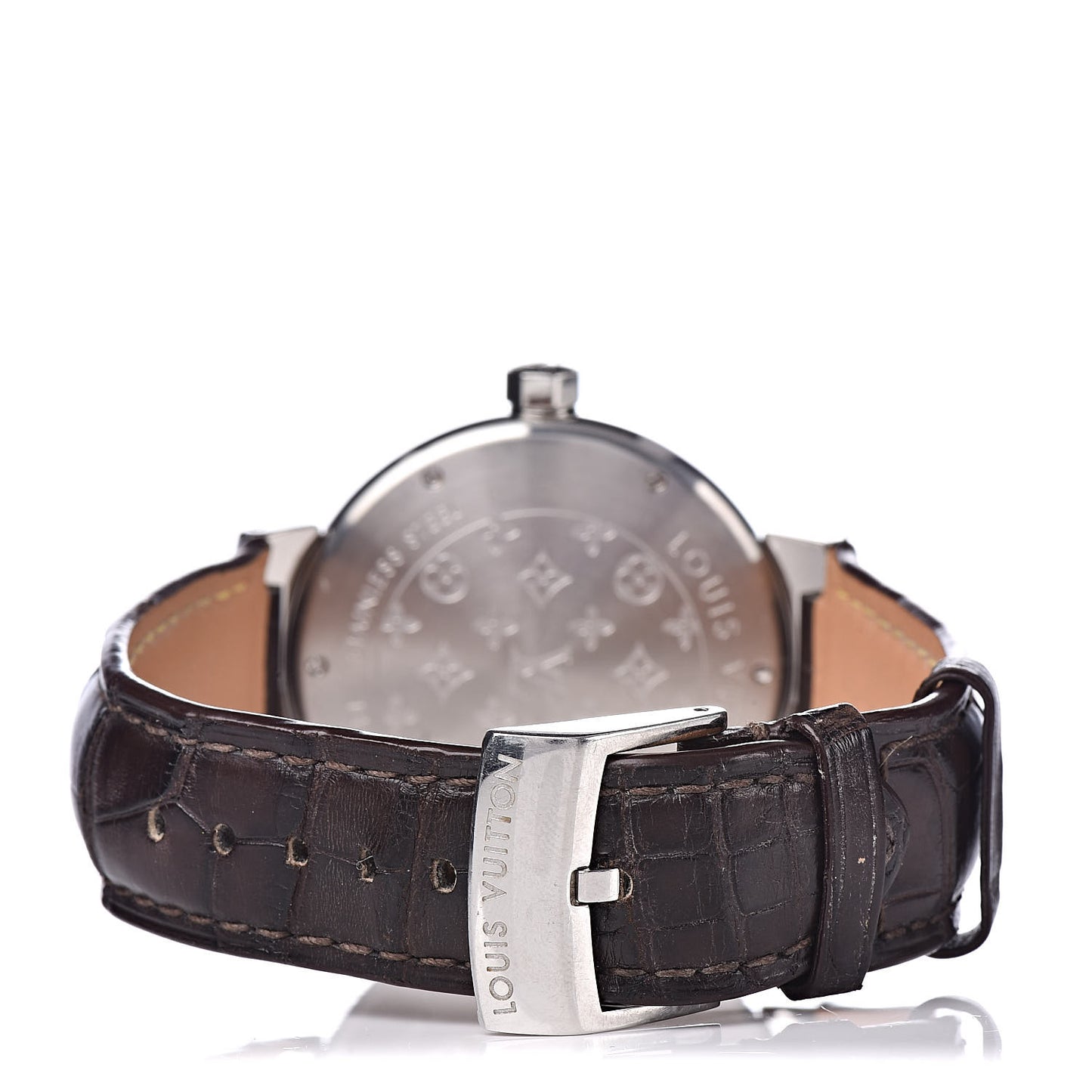 Stainless Steel Alligator 39mm Tambour GMT Automatic Watch Brown