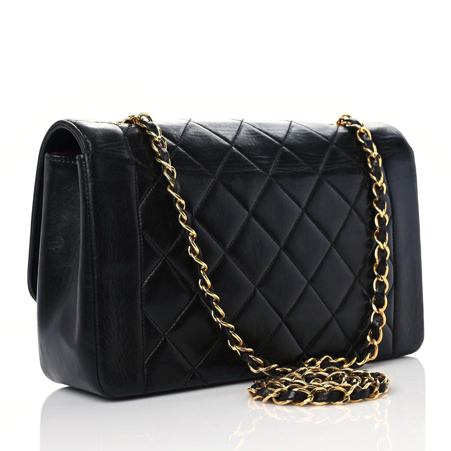 Lambskin Quilted Medium Single Flap Black