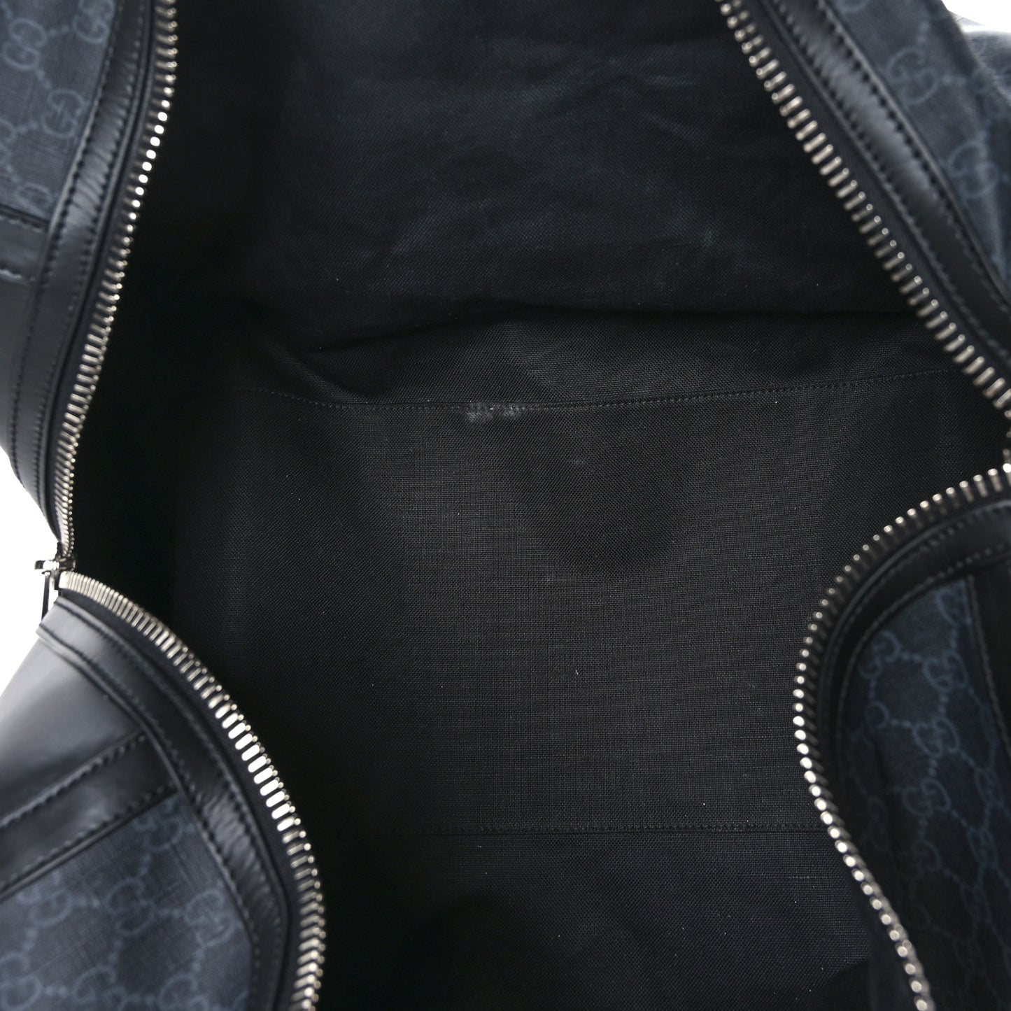 Soft GG Supreme Monogram Appia Calfskin Web Large Carry On Duffle Bag Black Grey