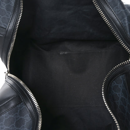 Gucci Soft GG Supreme Monogram Appia Calfskin Web Large Carry On Duffle Bag Black Grey 4 of 10