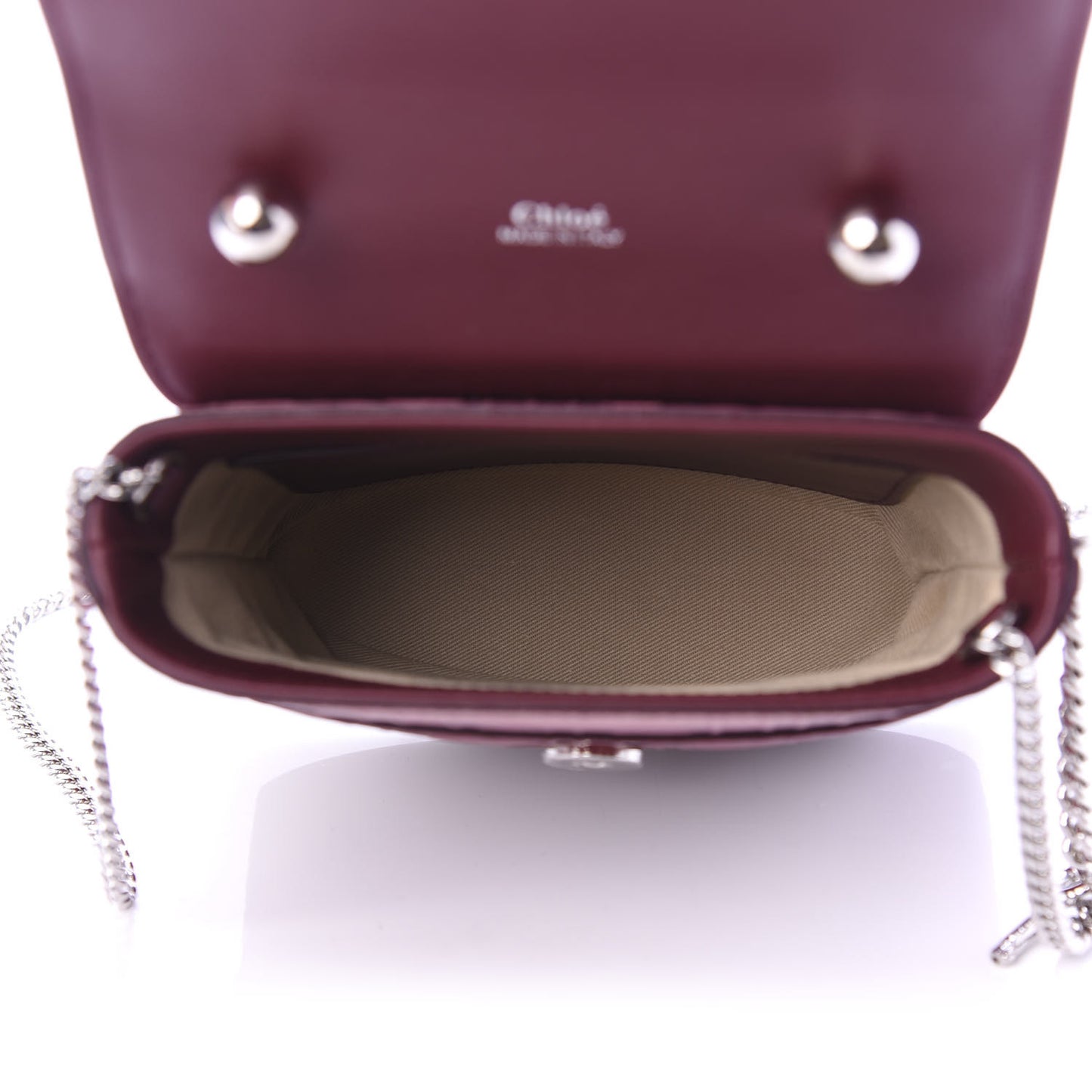 Calfskin Embossed Small Aby Lock Brown Purple