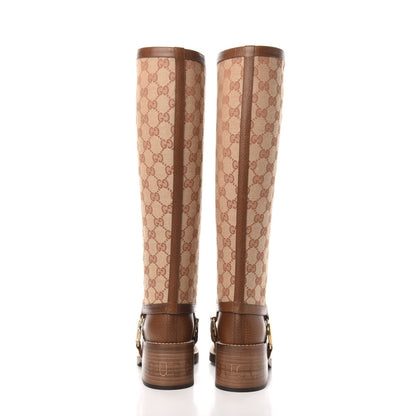 Gucci GG Monogram Calfskin Lola Tall Boots 34 Beige Ruggine Cuir 4 of 9