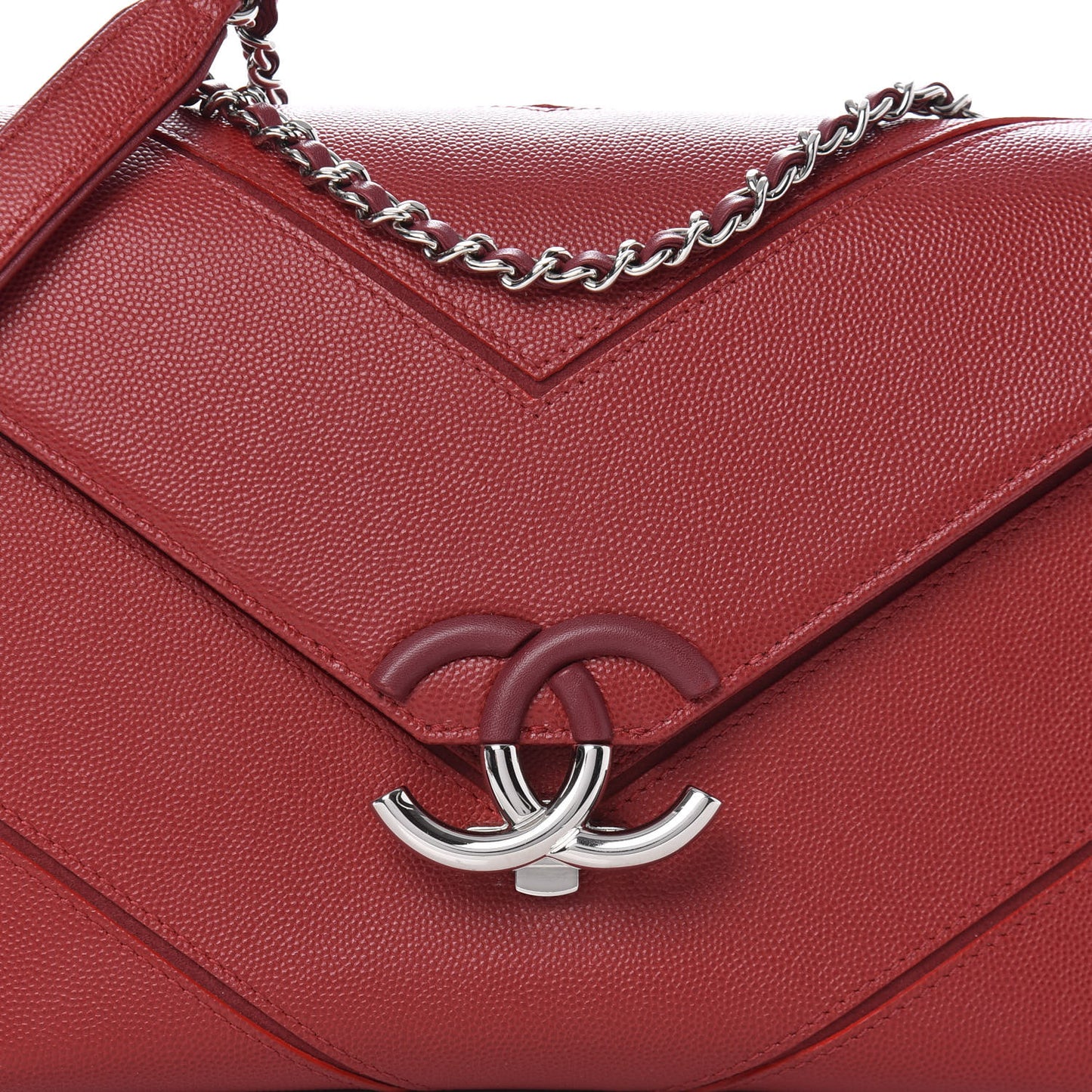 Caviar Macro Chevron Single Flap Red