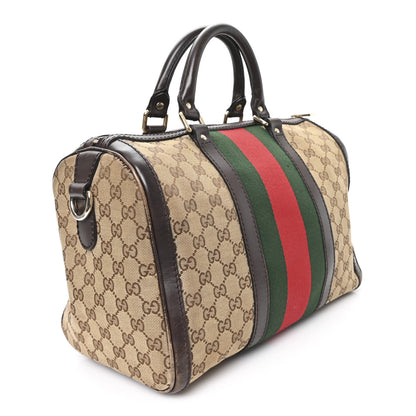 Gucci Monogram Vintage Web Medium Boston Dark Brown 3 of 12