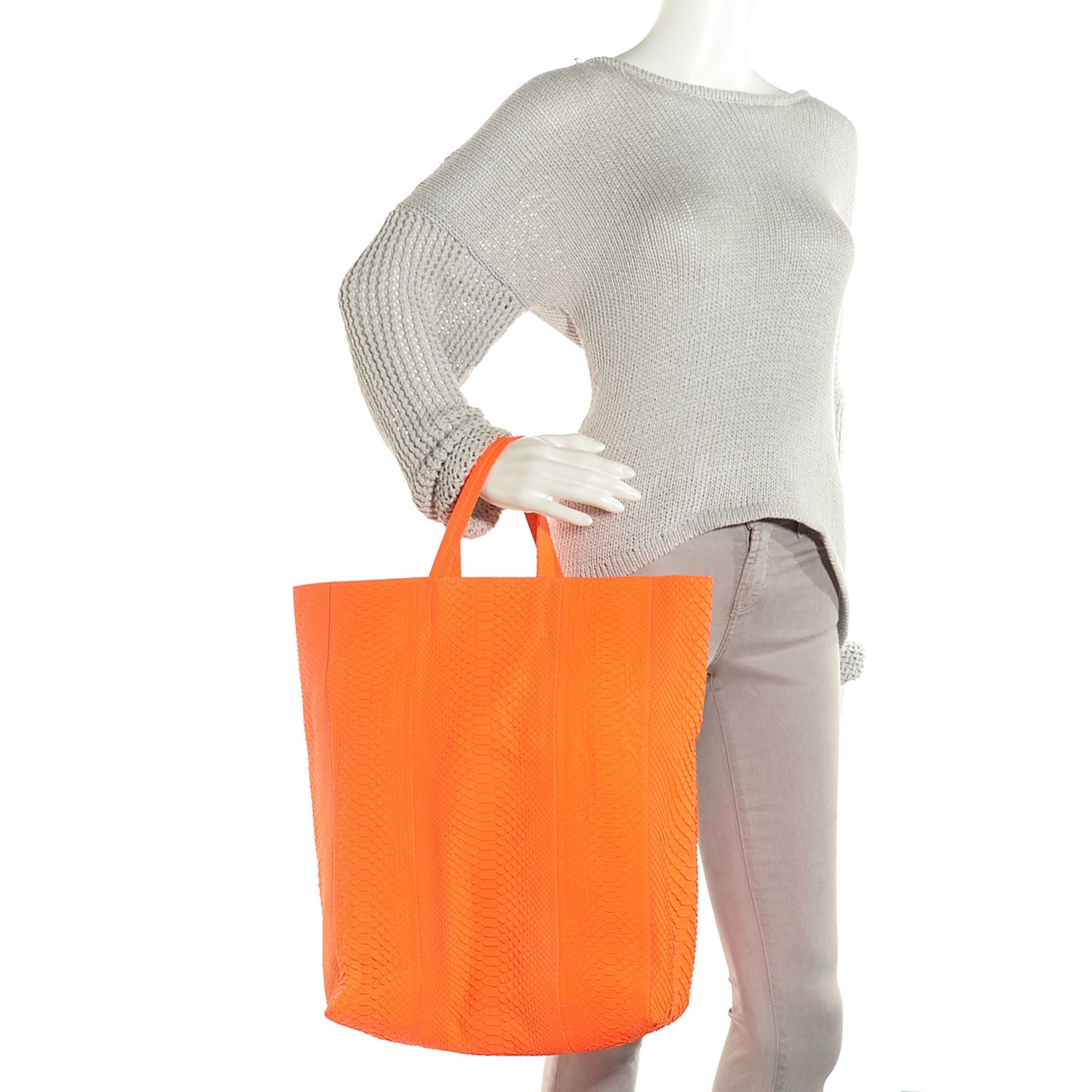 Celine Python Vertical Cabas Fluo Orange 2 of 7
