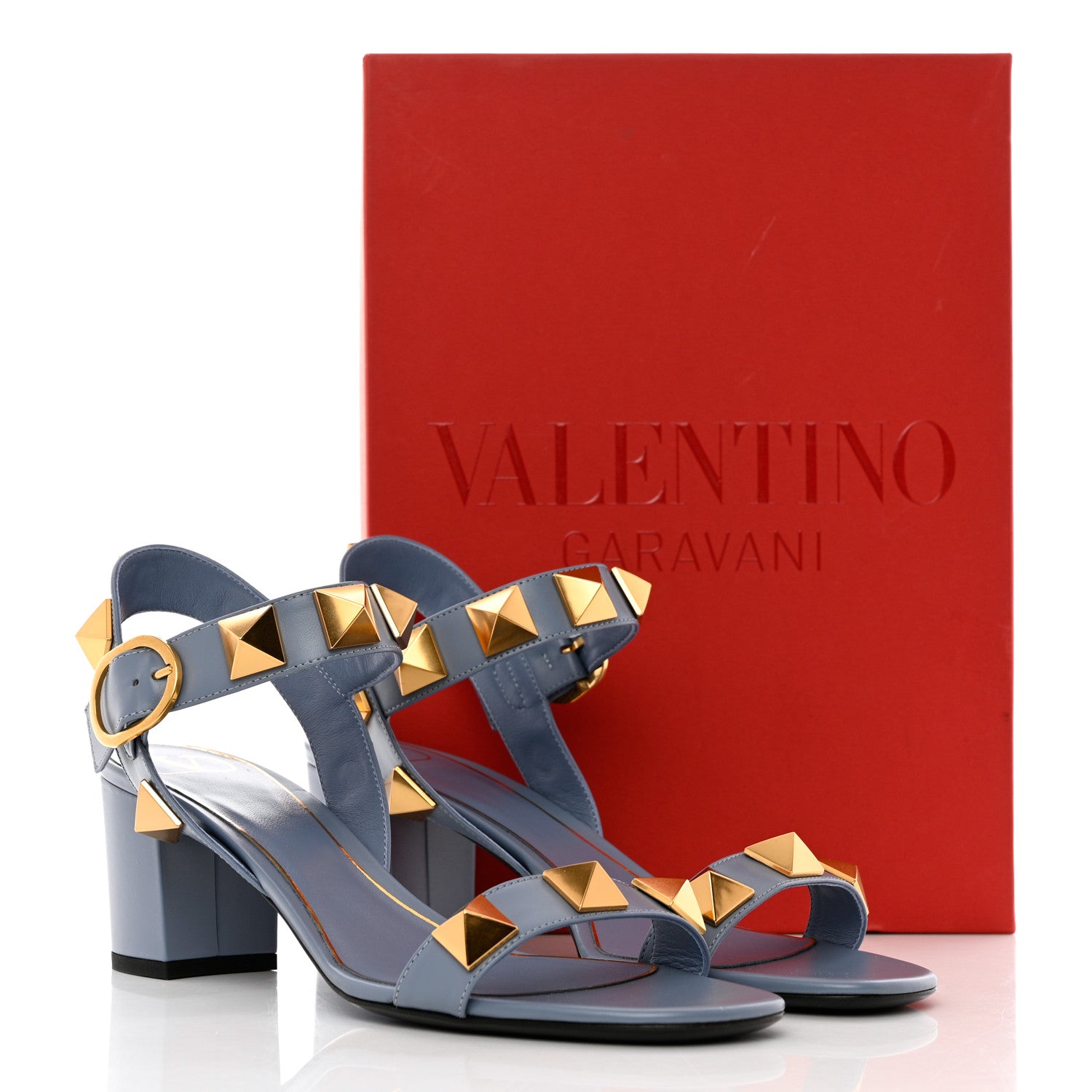 Valentino Garavani Calfskin Roman Stud 60mm Sandals 40.5 Niagara 9 of 9