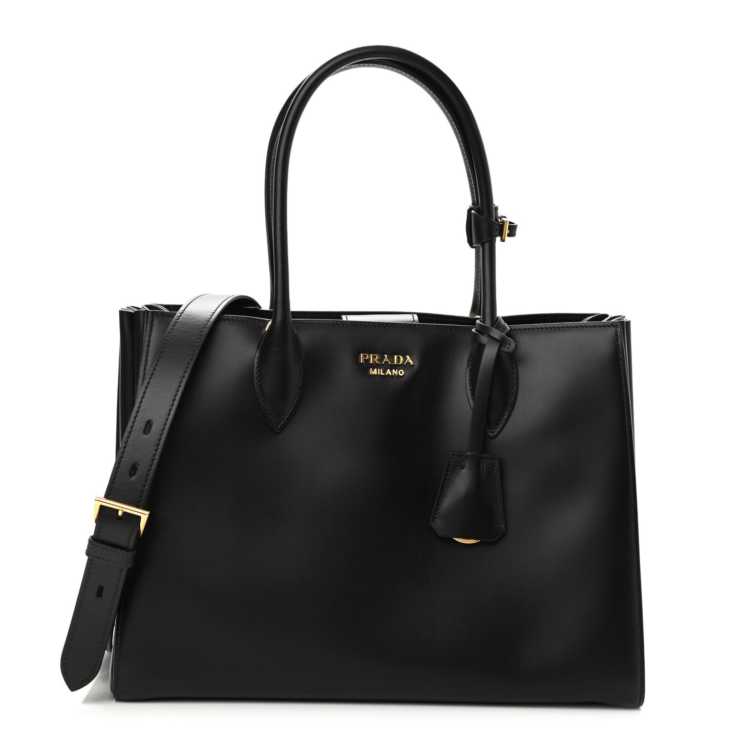 City Calfskin Medium Bibliotheque Tote Black