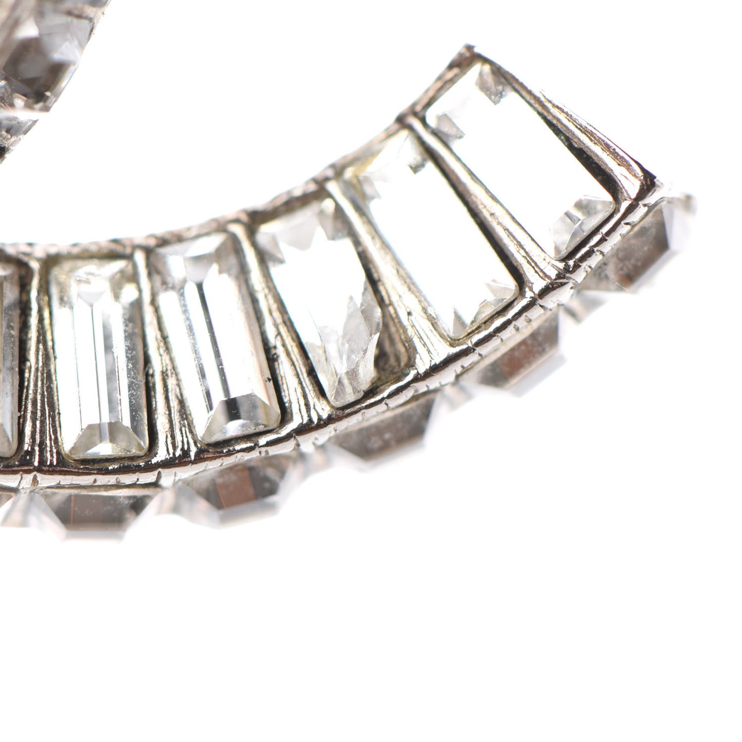 Baguette Crystal CC Brooch Silver