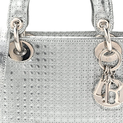 Christian Dior Metallic Patent Micro-Cannage Mini Lady Dior Silver 8 of 11