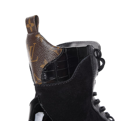 Louis Vuitton Suede Calfskin Monogram Laureate Platform Desert Boots 36 Black 13 of 13