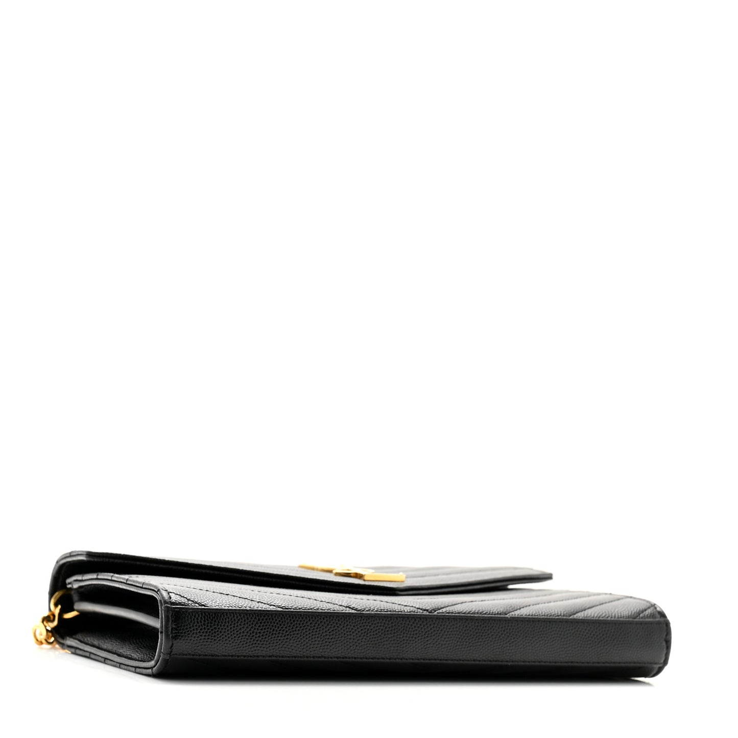 Grain De Poudre Matelasse Chevron Monogram Chain Wallet Black