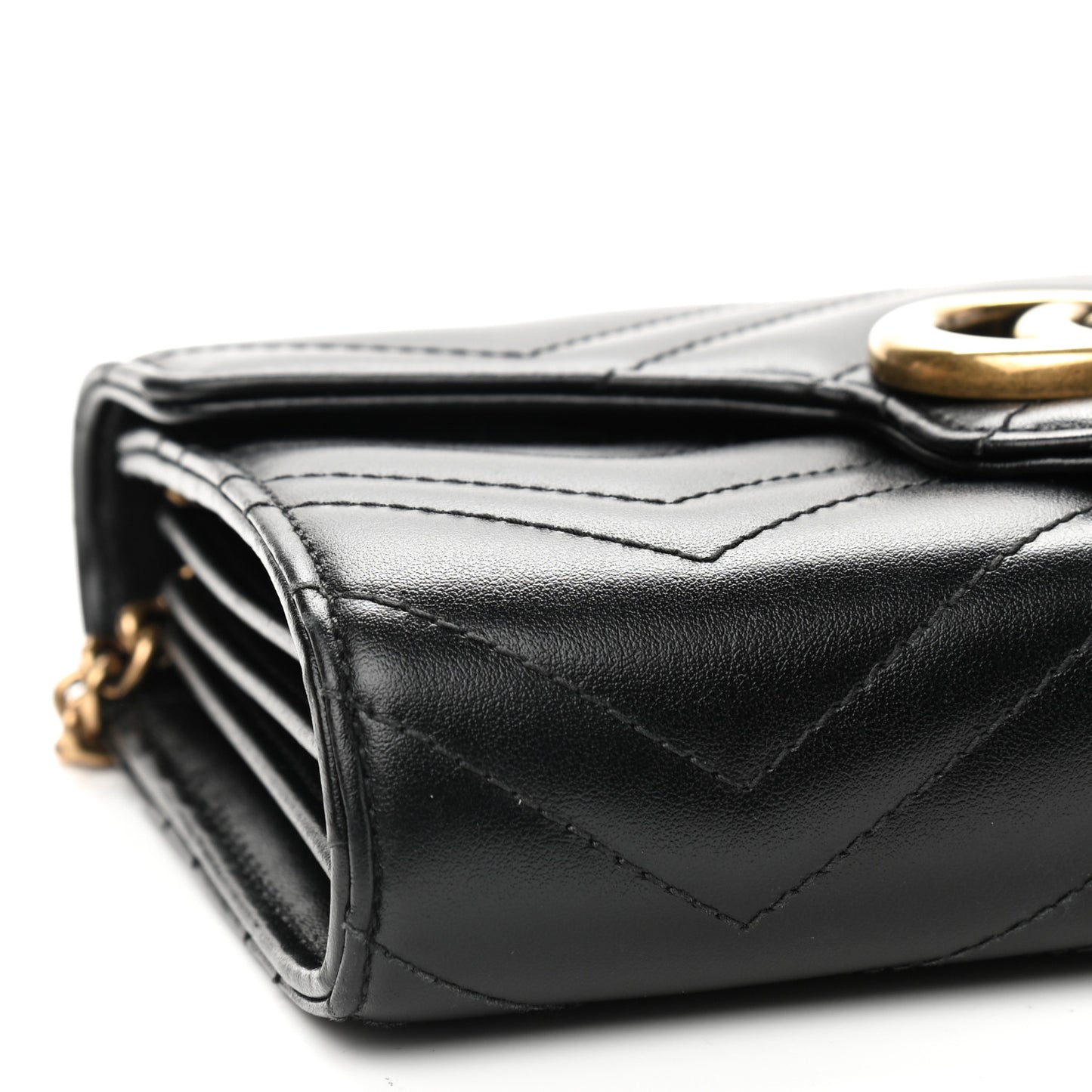 Calfskin Matelasse GG Marmont Chain Wallet Black