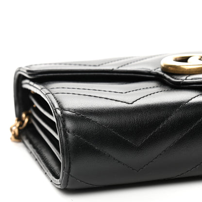 Gucci Calfskin Matelasse GG Marmont Chain Wallet Black 9 of 10