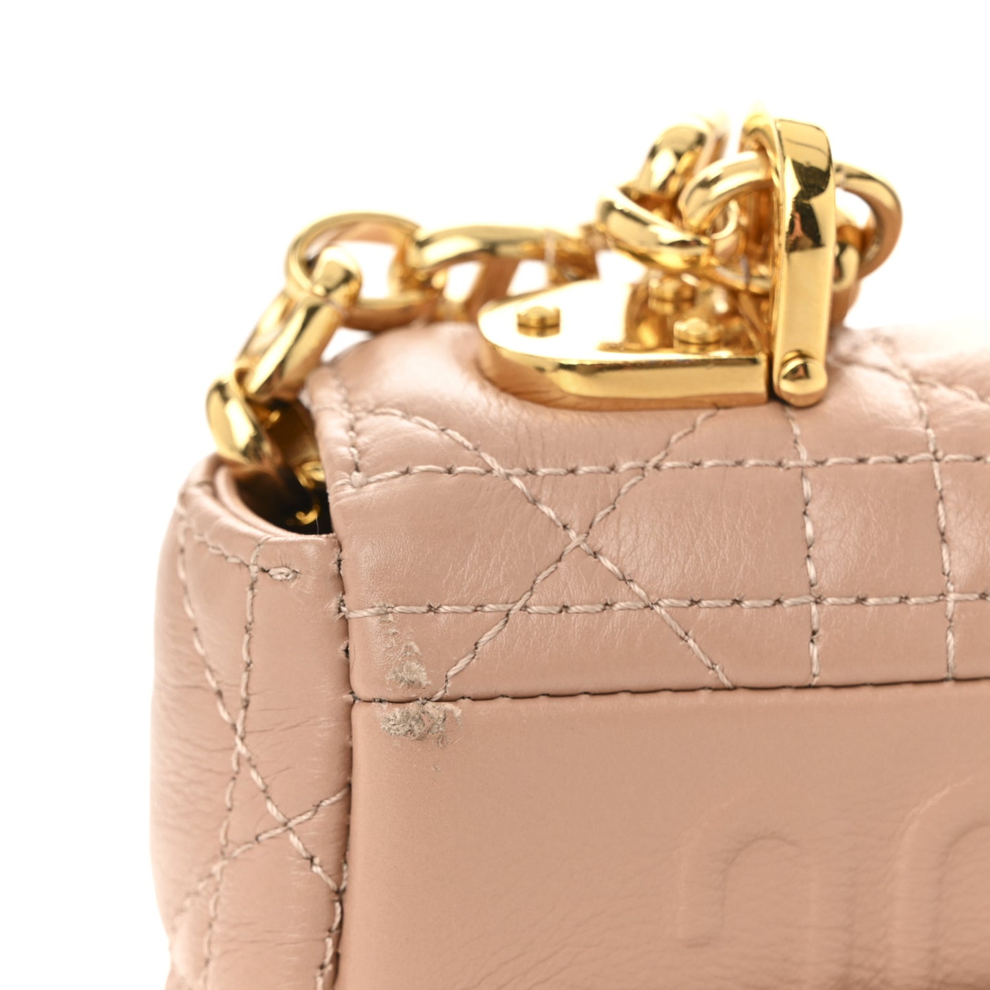 Calfskin Cannage Small Caro Bag Rose De Vents