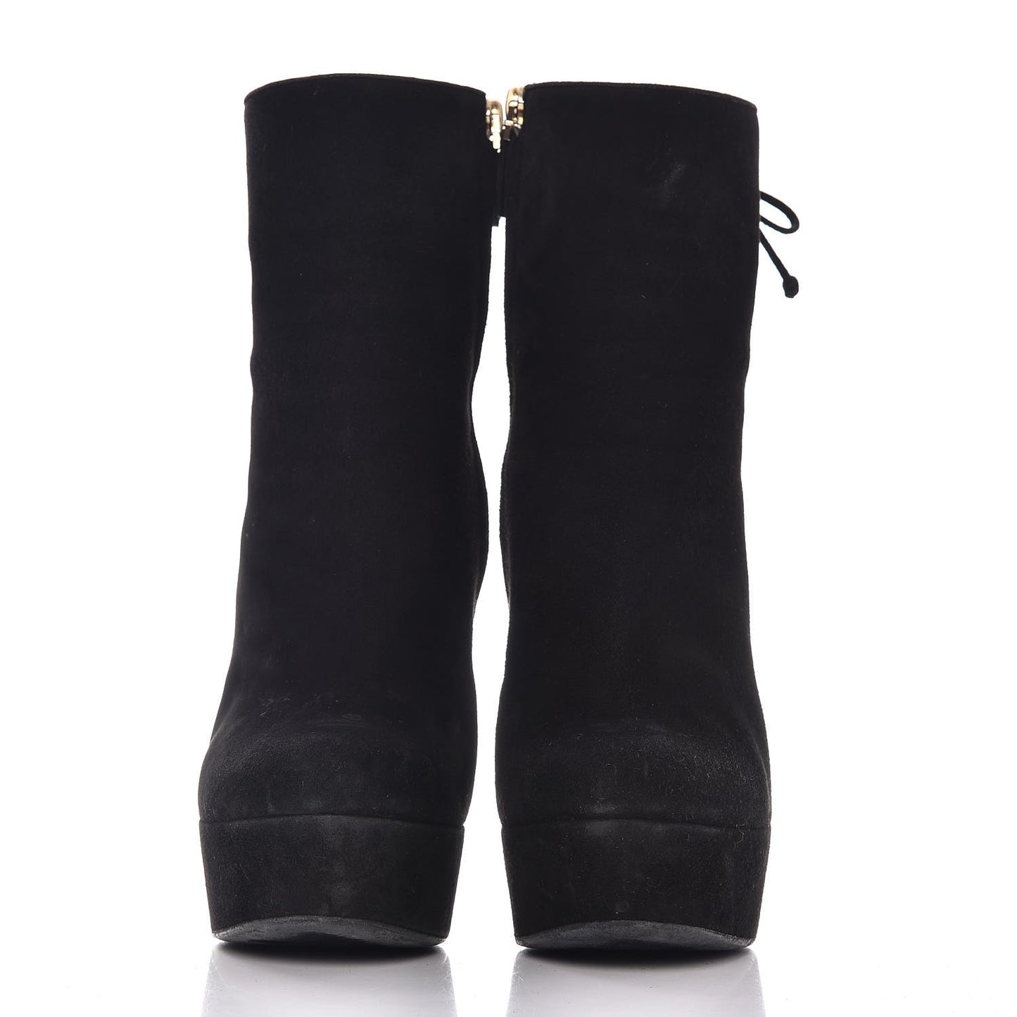 Suede Corset Wedge Boots 37.5 Black