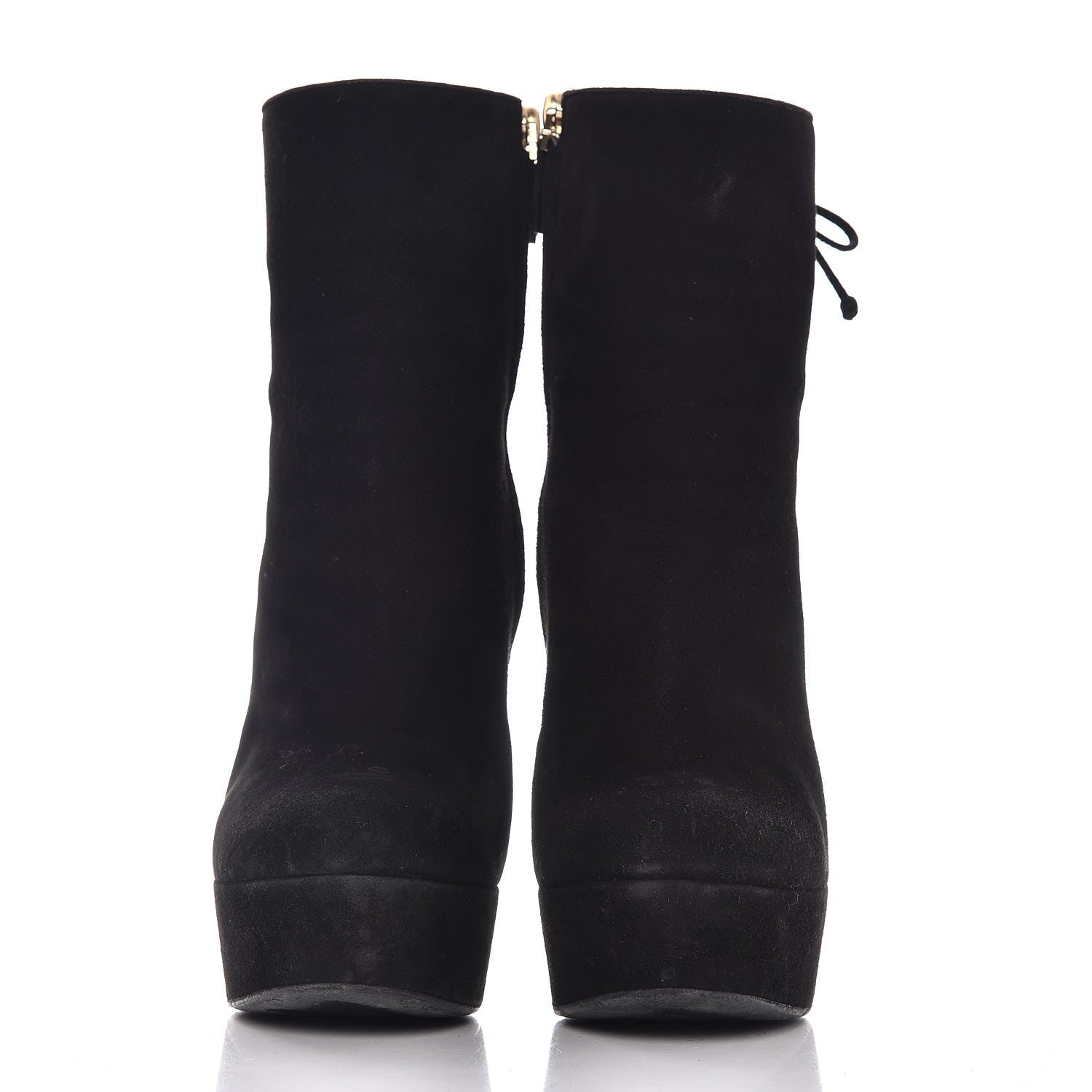 Saint Laurent Suede Corset Wedge Boots 37.5 Black 2 of 12